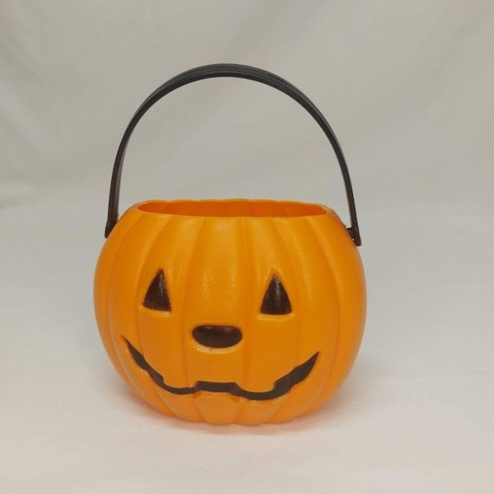Tiny 2" Pumpkin Treat Candy Favor Pail Jack o Lantern Vintage